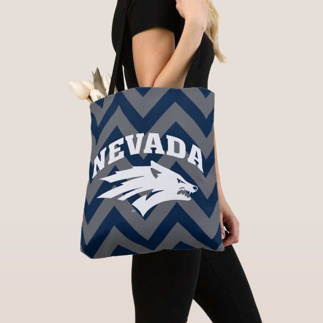 University of Nevada Chevron Pattern Tote Bag (Close Up)