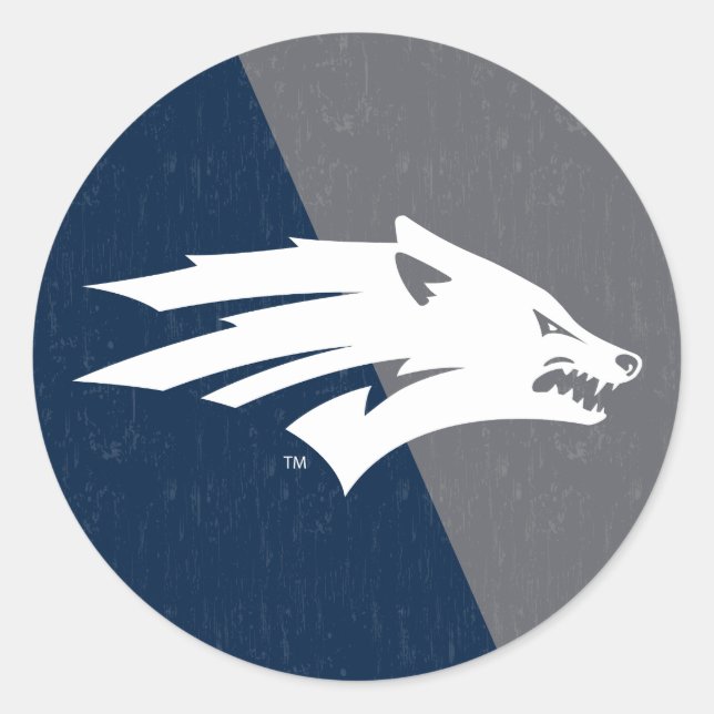 University of Nevada Color Block Distressed Classic Round Sticker (Front)