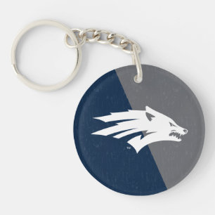 University of Nevada Color Block Distressed Keychain