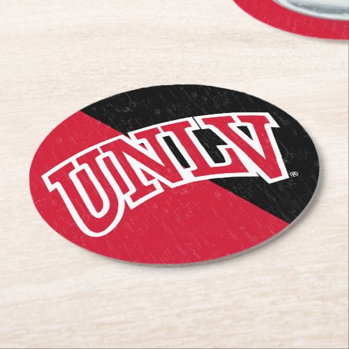 University of Nevada Color Block Distressed Round Paper Coaster