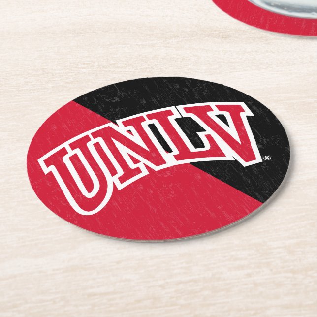 University of Nevada Color Block Distressed Round Paper Coaster (Angled)