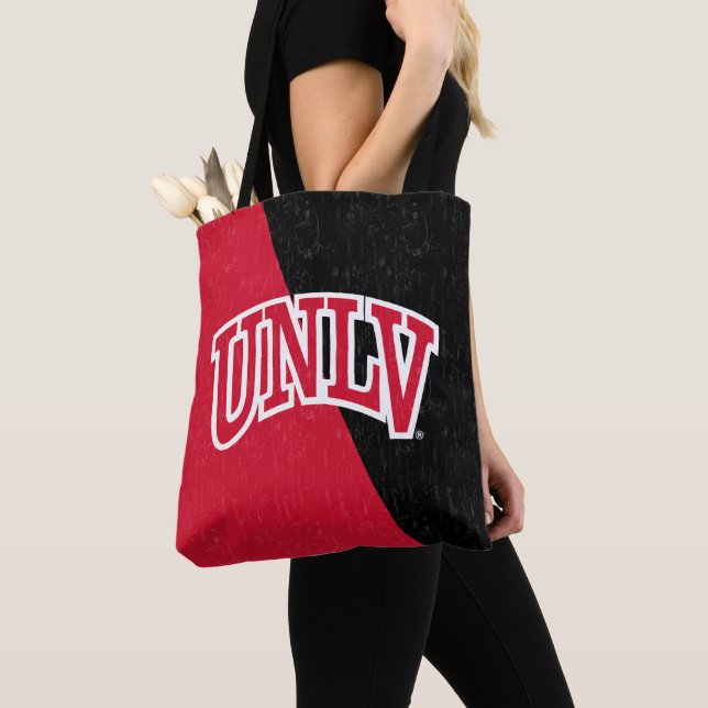 University of Nevada Color Block Distressed Tote Bag (Close Up)