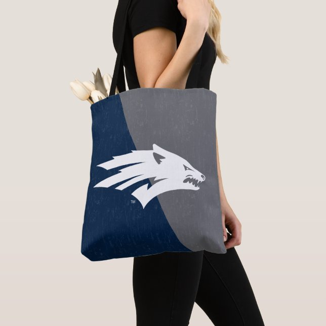 University of Nevada Color Block Distressed Tote Bag (Close Up)