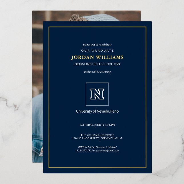University of Nevada Graduation Foil Invitation (Front/Back)