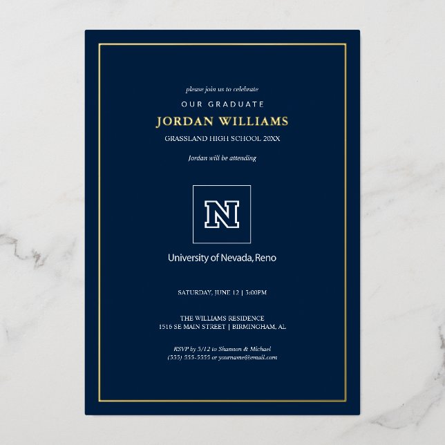 University of Nevada Graduation Foil Invitation (Front)