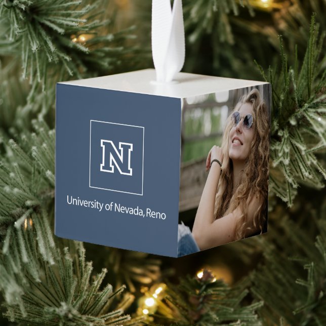 University of Nevada Holiday Cube Ornament (Tree)