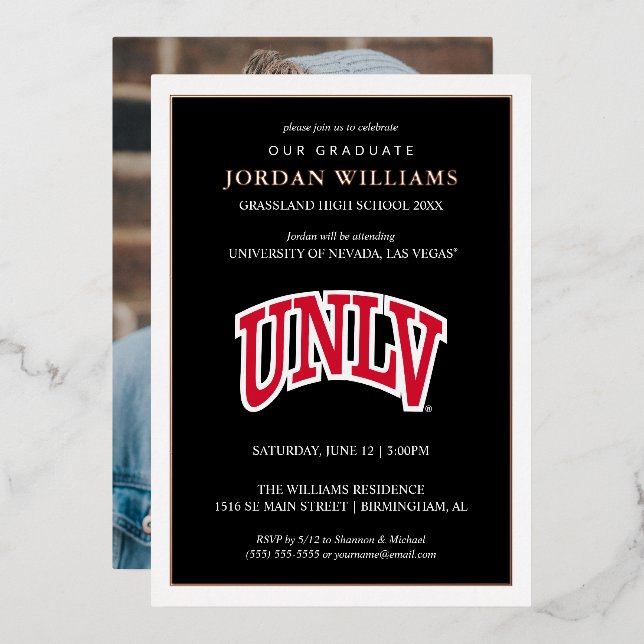 University of Nevada | Las Vegas Arched Wordmark Foil Invitation (Front/Back)