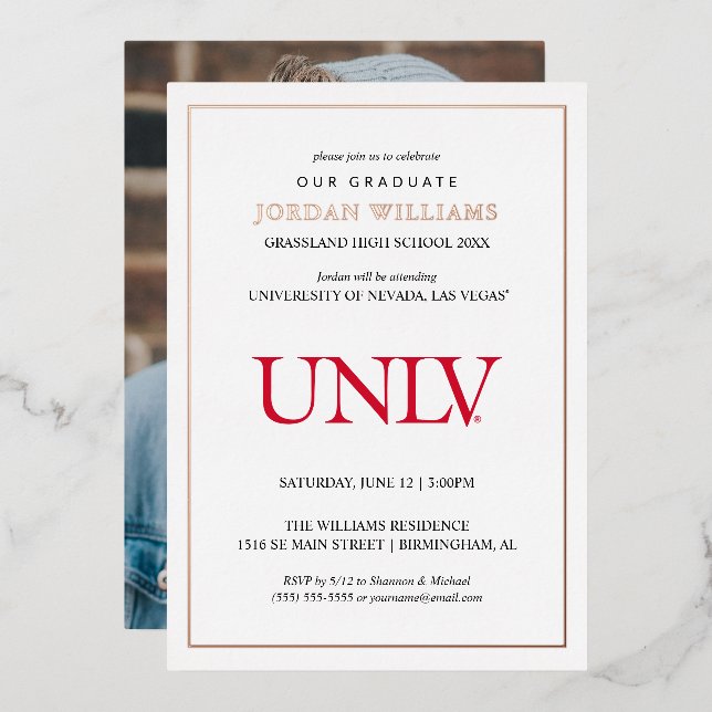 University of Nevada | Las Vegas UNLV Wordmark Foil Invitation (Front/Back)