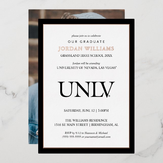 University of Nevada | Las Vegas UNLV Wordmark Foil Invitation (Front/Back)
