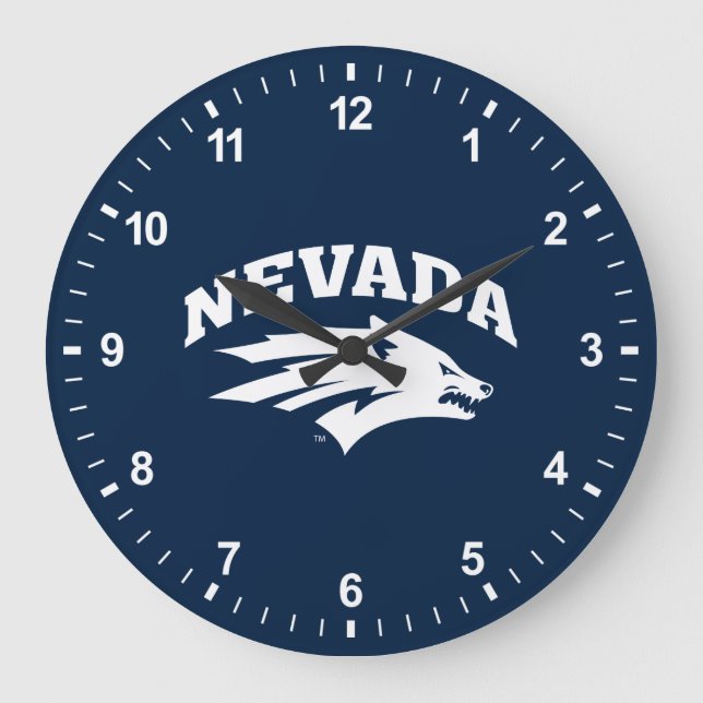 University of Nevada Sport Wolf Logo Large Clock (Front)