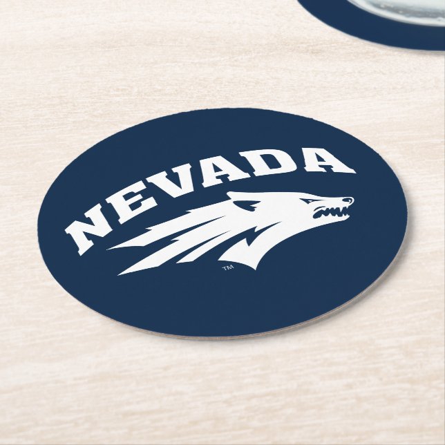 University of Nevada Sport Wolf Logo Round Paper Coaster (Angled)