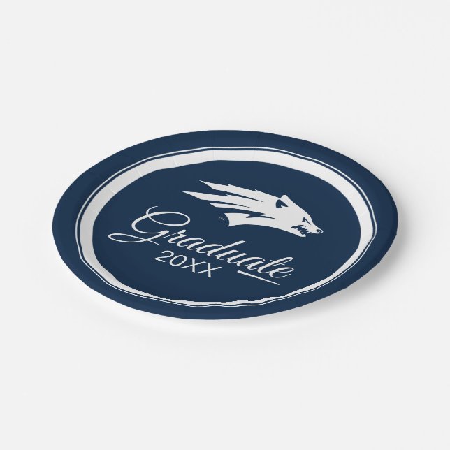 University of Nevada Wolf Logo Paper Plates (Angled)