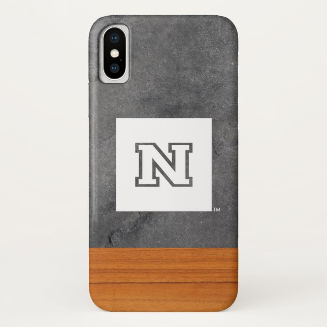 University of Nevada Wood Cement Half White Case-Mate iPhone Case (Back)