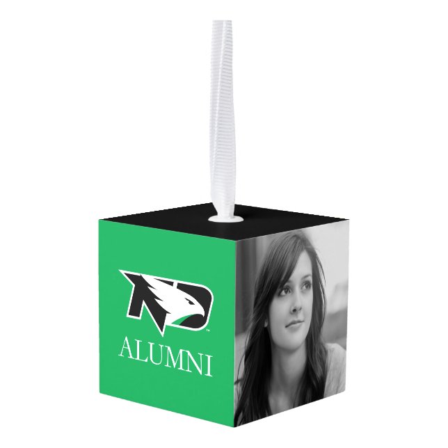 University of North Dakota Alumni Cube Ornament (Back Angled)