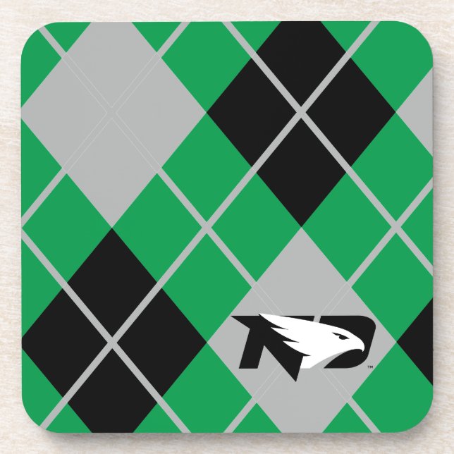University of North Dakota Argyle Pattern Beverage Coaster (Front)