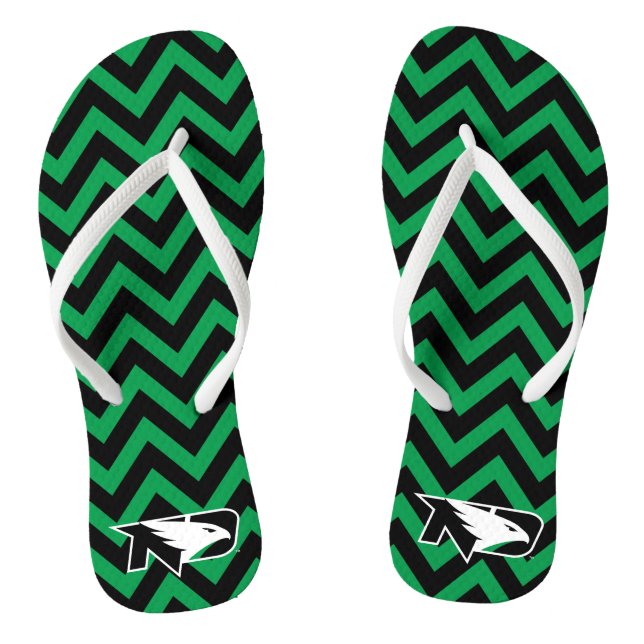 University of North Dakota Chevron Pattern Flip Flops (Footbed)