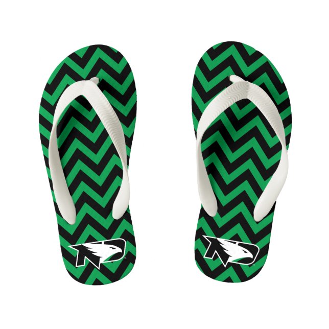 University of North Dakota Chevron Pattern Kid's Flip Flops (Footbed)