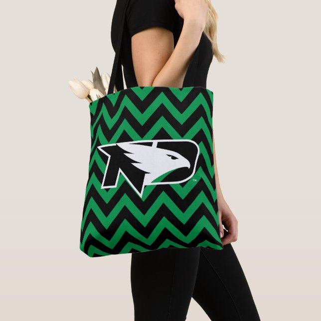 University of North Dakota Chevron Pattern Tote Bag (Close Up)