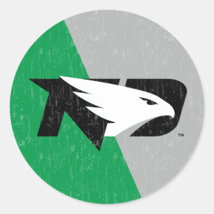 University of North Dakota Color Block Distressed Classic Round Sticker