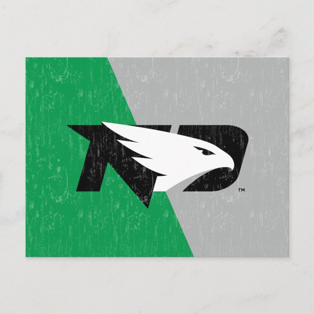 University of North Dakota Color Block Distressed Postcard (Front)
