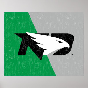University of North Dakota Color Block Distressed Poster