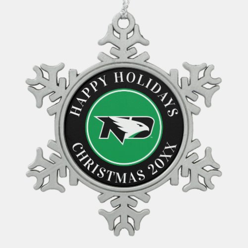 University of North Dakota Logo Snowflake Pewter Christmas Ornament