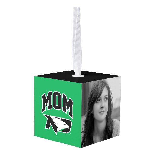 University of North Dakota Mom Cube Ornament (Back Angled)