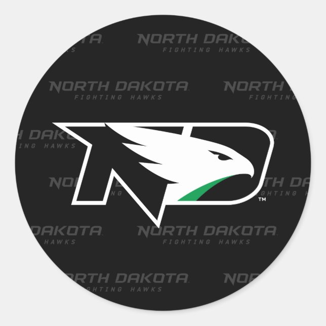 University of North Dakota Watermark Classic Round Sticker (Front)