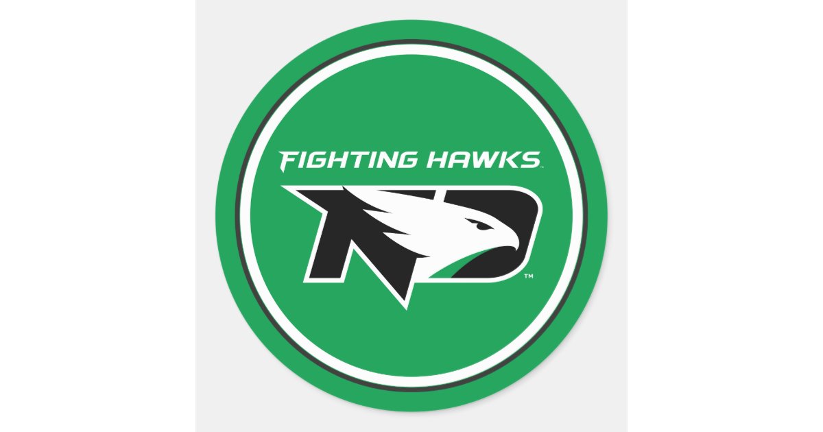 Und Sticker University of North Dakota with Logo Classic Round Sticker | Zazzle