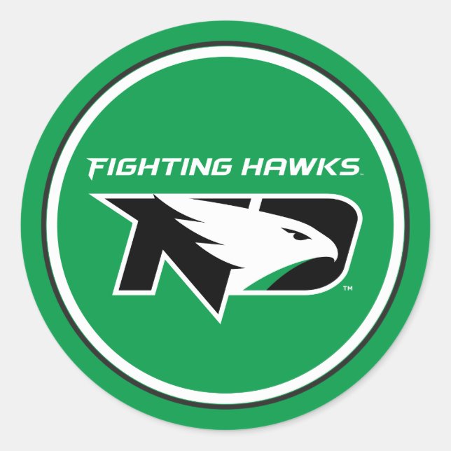 University of North Dakota with Logo Classic Round Sticker (Front)