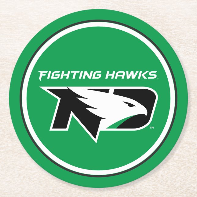 University of North Dakota with Logo Round Paper Coaster (Front)