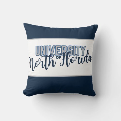 University of North Florida _ UNF Script Navy Blue Throw Pillow