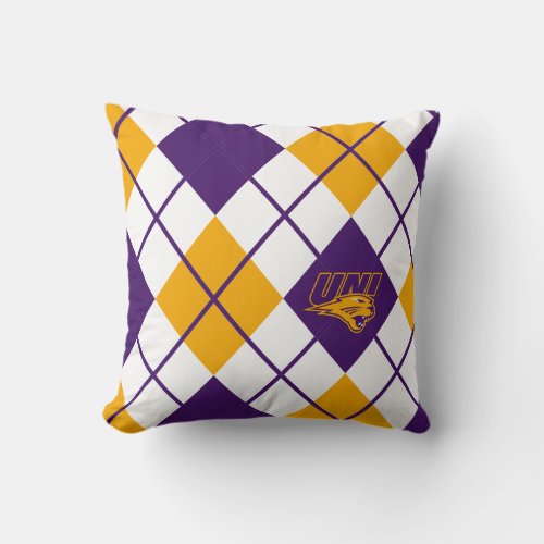 University of Northern Iowa argyle Throw Pillow