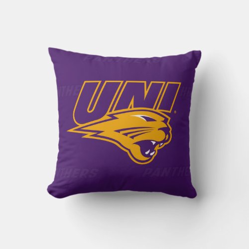 University of Northern Iowa Logo Watermark Throw Pillow