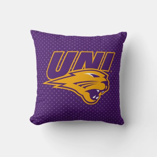 University of Northern Iowa Polka Dot Pattern Throw Pillow