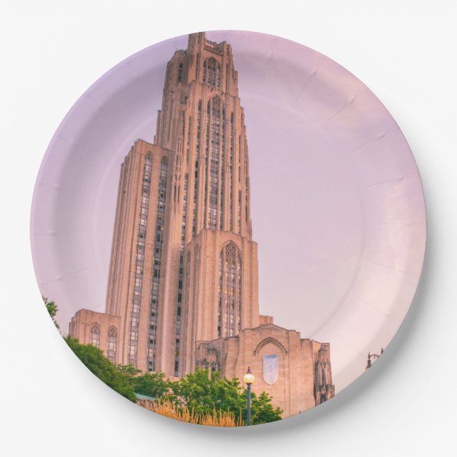 University of Pittsburgh Cathedral of Learning Can Paper Plates (Front)