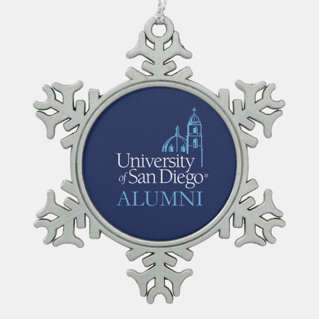 University of San Diego | Alumni Snowflake Pewter Christmas Ornament (Front)
