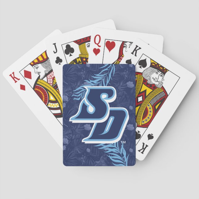 University of San Diego - Tropical Floral Pattern Poker Cards (Back)