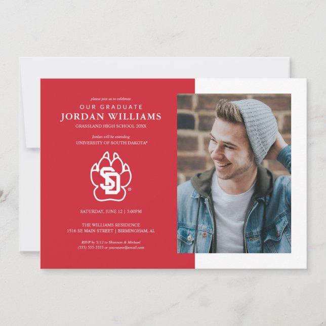 University of South Dakota Coyotes Graduation Announcement (Front)