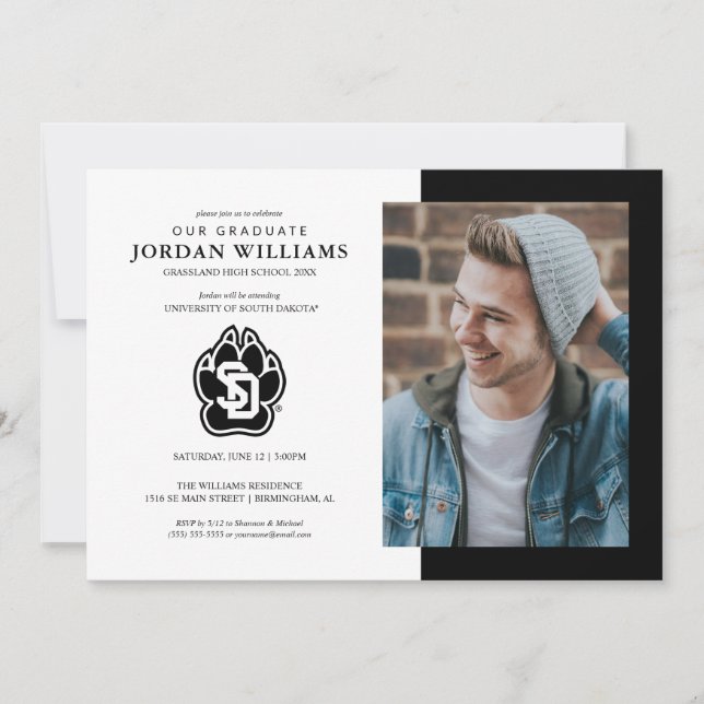University of South Dakota Coyotes Graduation Announcement (Front)