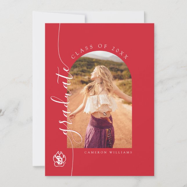 University of South Dakota Coyotes Graduation Announcement (Front)