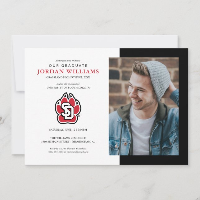 University of South Dakota Coyotes Graduation Announcement (Front)