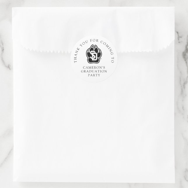 University of South Dakota Coyotes Graduation Classic Round Sticker (Bag)