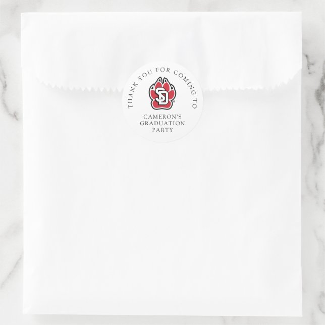 University of South Dakota Coyotes Graduation Classic Round Sticker (Bag)