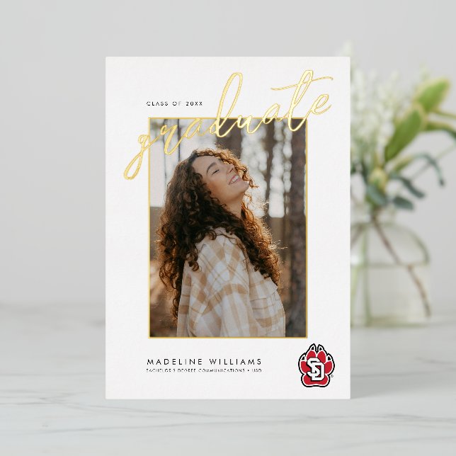 University of South Dakota Coyotes Graduation Foil Invitation (Standing Front)