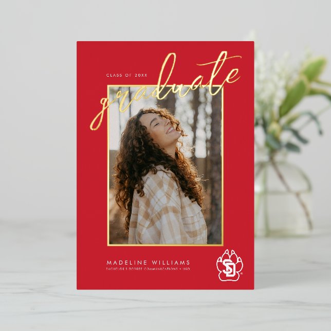 University of South Dakota Coyotes Graduation Foil Invitation (Standing Front)
