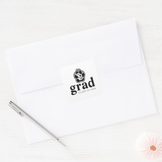University of South Dakota Coyotes Graduation Square Sticker (Envelope)
