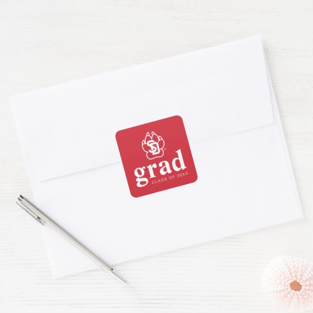 University of South Dakota Coyotes Graduation Square Sticker (Envelope)