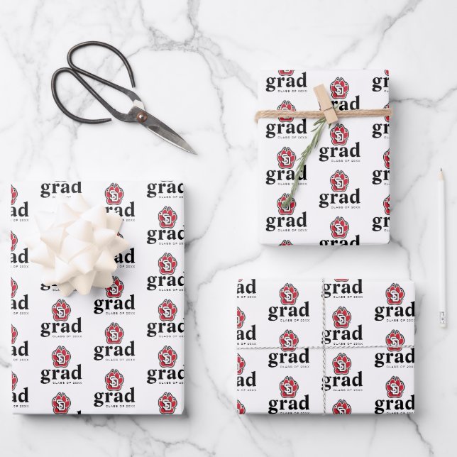 University of South Dakota Coyotes Graduation Wrapping Paper Sheets (Front)