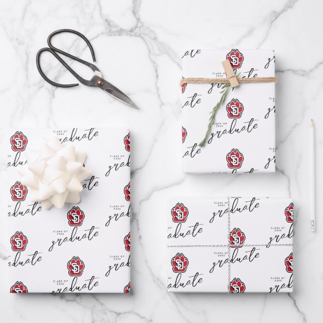 University of South Dakota Coyotes Graduation Wrapping Paper Sheets (Front)